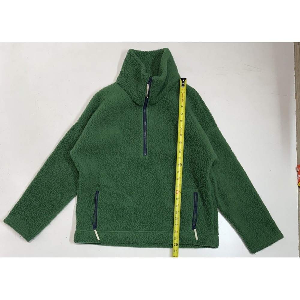 J Crew Women's Oversized Sherpa Quarter Zip Pockets‎ Green Size Large